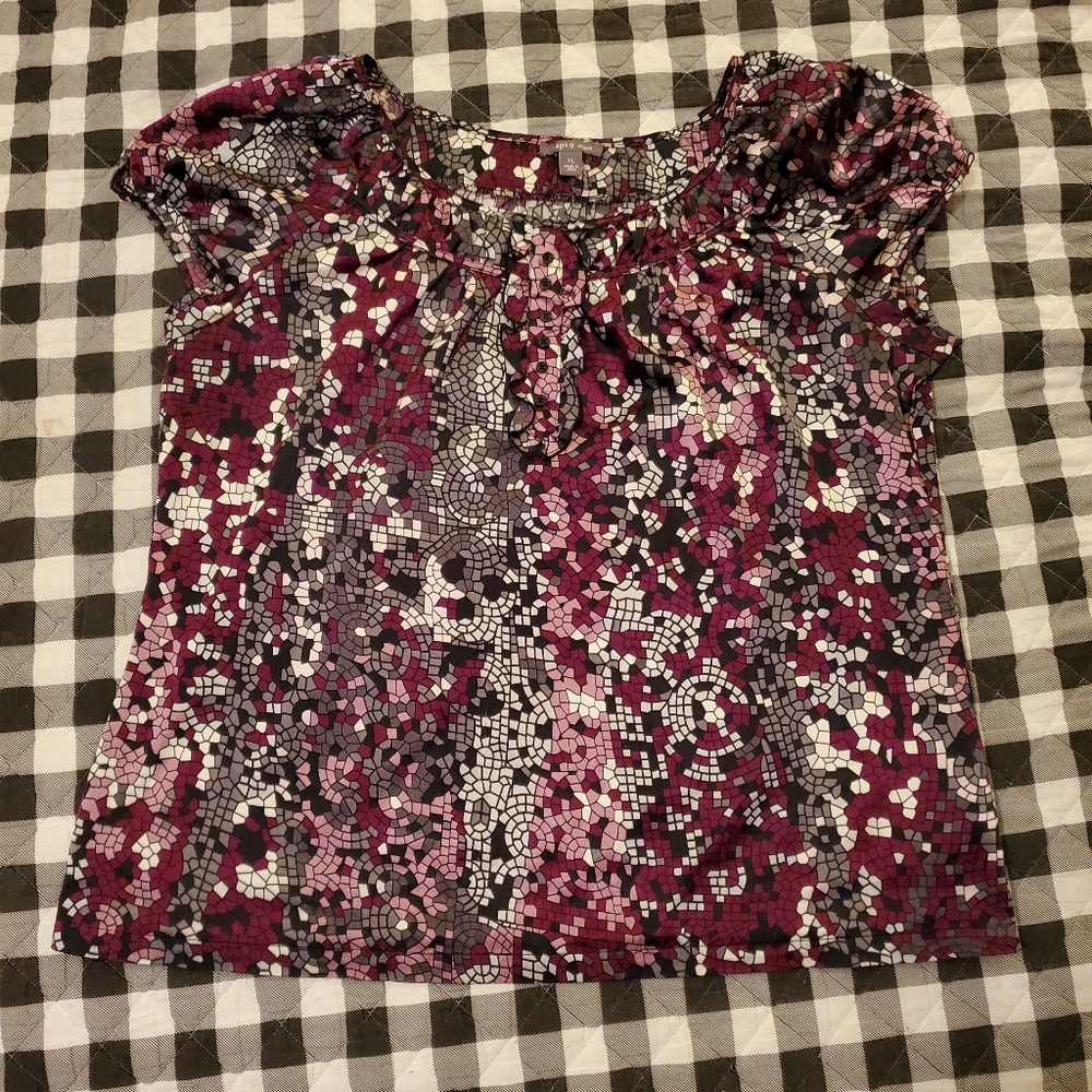 Apt. 9 Stretch XL Short Sleve Multicolored Blouse.